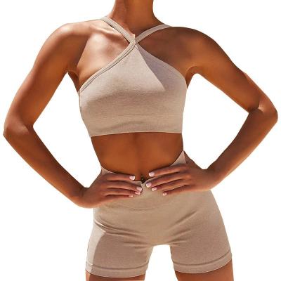 China Breathable Custom Workout Sets Sports Bra Leggings Women Active Wear Compression Biker Shorts Yoga Set for sale