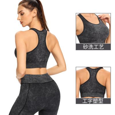 China New Yoga Breathable Seamless Women's Bra Running Sand Washed Yoga Tight Top Vest Fitness Sports Bra High Impact Women for sale