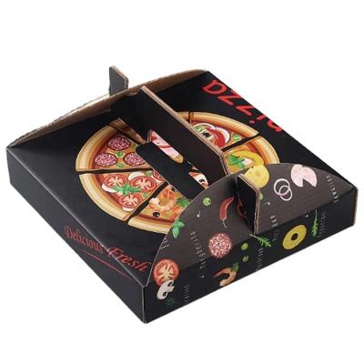 China Recycled materials wholesale custom portable pizza corrugated paper box with handle, custom printed triangle pizza box for sale