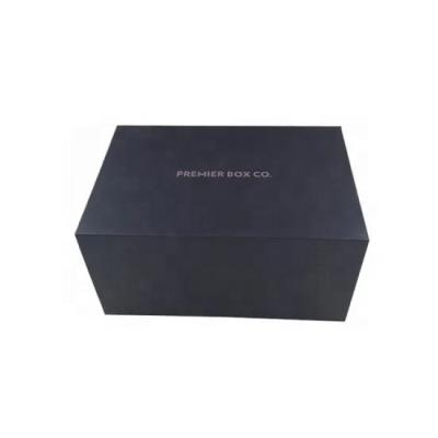 China Recycled Materials Wholesale Gift Box Luxury Black Foldable Cardboard Rigid Custom Printing Box For Wedding Jewelry for sale