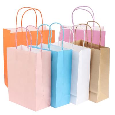 China Recycled Materials Wholesale Custom Recyclable Kraft Paper Bag Shopping Bag With Handle Gift Bag for sale