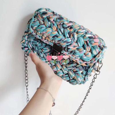 China Hot Sale 100g Hot Sale 100g Ball Anti-pilling Crochet Handbags Super Soft 100% Hand Knitting T-shirt Polyester T-shirt Spaghetti Thread For Hand Knitting for sale