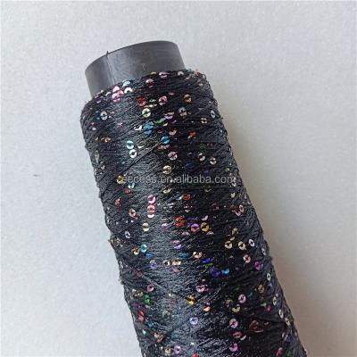 China Eco-friendly 100% Fancy Silver Color Sequin Sweater Yarn Polyester Large Size Knitting Yarn For Knitting for sale