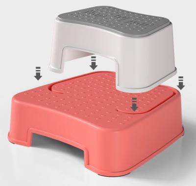 China Expandable Top Selling PP+TPE Kids Two Colors Step Stool For Bathroom for sale