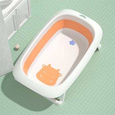 China Sustainable Plastic Collapsible Baby Bathtub Cow Folding Baby Bathtub for sale