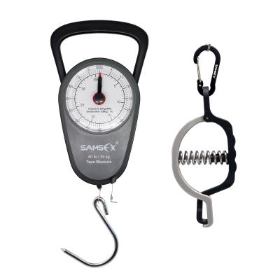 China ABS Body and Metal Hook SAMSFX Fishing Scale Tape Measure and Combo Mechanical Fish Lip Clamp Fish Scale with Fishing Clamp Lip Handle for sale