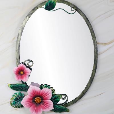 China Art Decor OEM Home Decor Wall Decor For Bedroom Metal Flower Shape Wall Mirror for sale