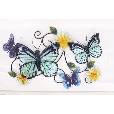 China Art Decor Liffy Wall Sculptures Glass Wall Hanging for Bathroom Bedroom Garden Metal Butterfly Wall Indoor Outdoor Decor for sale