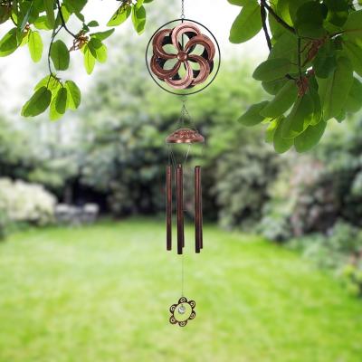 China Art Decor Outdoor Decor Copper Finished Hanging Metal Wind Spinner Durable Work Wind Chime for sale