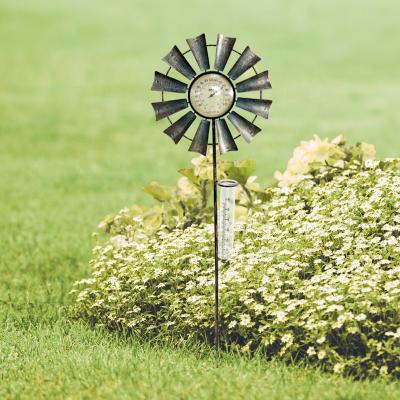 China Art Decor Liffy 2022 Garden Decor Customized Patio Decor Spinner with Rain Gauge Stake for sale