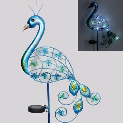 China Liffy Handmade Garden Decoration Metal Solar Garden Ornaments Peacock Solar Garden Stake for sale