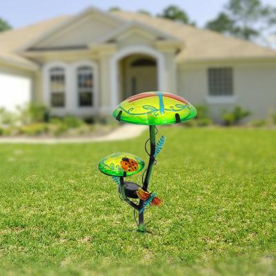 China Art Decor Liffy New OEM Solar Garden Light Mushroom Design with Hand Paint Dragonfly Garden Stake for sale