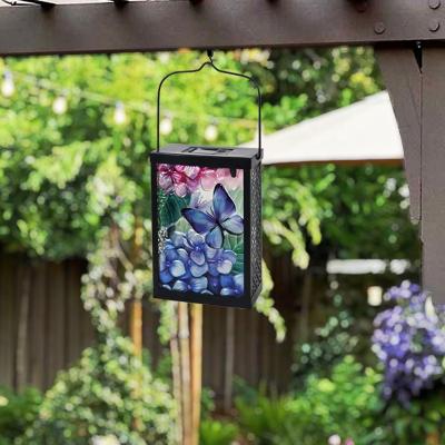 China Butterfly with Flower Garden Decor New Design Solar Light Butterfly with Flower Hand Paint Patio Decor Customized Solar Lantern for sale