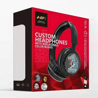 China New Custom Full Color Wireless Stereo Headband Headphones With Replaceable Paper Cards for sale