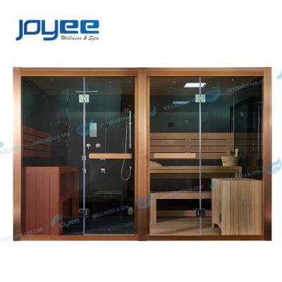 China JOYEE Computer Control Panel Price Extra Large 6 People Cheap Sauna Shower Bath Saturated Steam Indoor Dry Sauna Room With Sauna Accessories for sale