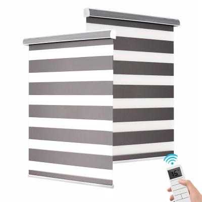 China Customized 18/28/38mm Anti-UV Blackout Zebra Roller Window Blinds And Smart Motorized Curtain Zebra Blinds Electric Blinds for sale