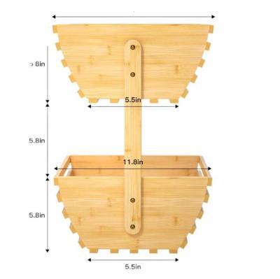 China CLASSIC Two-Layer Bamboo Fruit Baskets and Plant Racks can store different items to keep vegetables and fruits fresh for sale