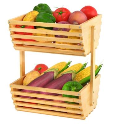 China CLASSIC solid wood and bamboo 3-layer racks of fruit and vegetable basket can store different items to keep fresh vegetables and fruits for sale