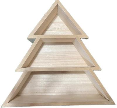 China Stocked Wooden Christmas Tree Shelf Decoration For Wall Coat Shelf for sale