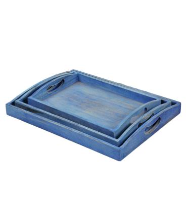 China Rustic Tray Blue Serving Tray Set TP013 Kitchen Hotel Universal Organizer for sale