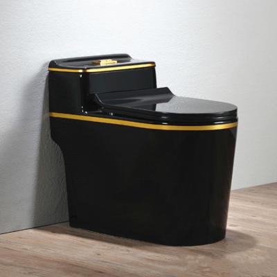 China Luxury Modern Ceramic Sanitary Ware Luxury Gold Modern Ceramic Sanitary Ware Black Bathroom Toilet Bowl Double-flush CUPC Ware Toilet Black for sale