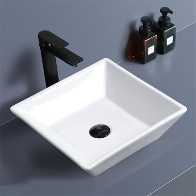 China Hot Clean Sanitary Easy Clean Bathroom Modern Sink Ware Sale Bathroom Hand Wash Art Ceramic Rectangular Basin for sale