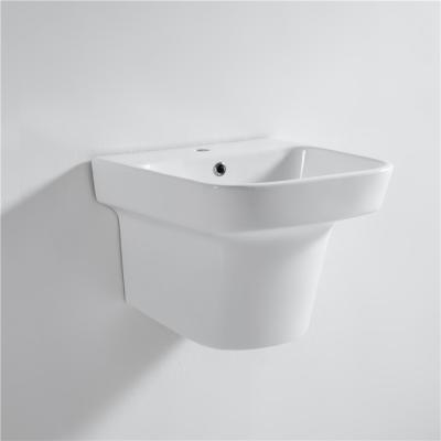 China Cheap High Temperature Ceramic Bathroom Sink Ceramic Sink Price White Single Hole Wall Hung Wash Basin for sale