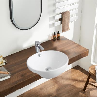 China New Design High Temperature Ceramic Sanitary Ware Semi-Recess Basin Wash White Round Shape Bathroom Ceramic Sinks for sale