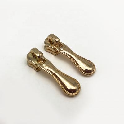 China Nickel free metal zipper slider with water droplet slider plated bronze slider no. 3 Pull Tag With Customized Expansion Card Logo Zip for sale