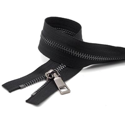 China Customization Length Band Two Way Zipper Set Two Way Zipper Metal Sliders Double Y-Teeth Zipper Stitch Custom Zippers for sale