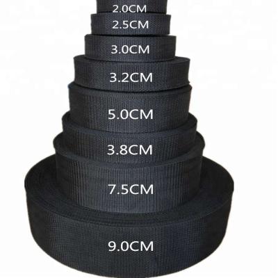 China Flat Polypropylene Webbing 25mm , Black Tote Bag Handles Webbing for sale