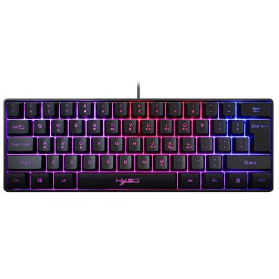 China Anti-ghosting HXSJ V700 RGB lighting 61 border wholesale 60% colorful luminous wired keyboard per keys gaming membrane keyboard for sale