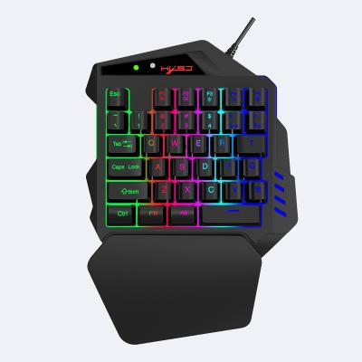 China HXSJ V500 Anti-Ghosting One-Handed Gaming Keyboard RGB Luminescent Keyboard Built-in Converter Supports PS3 PS4 Game Console In Stock for sale