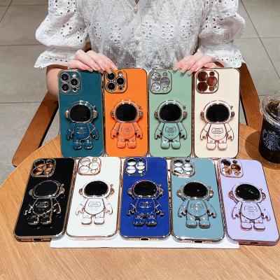 China High Quality Shockproof 6D Side Plated Phone Case With Astronaut Stand For iPhone 14 13 12 11 Pro 14 Plus Max for sale