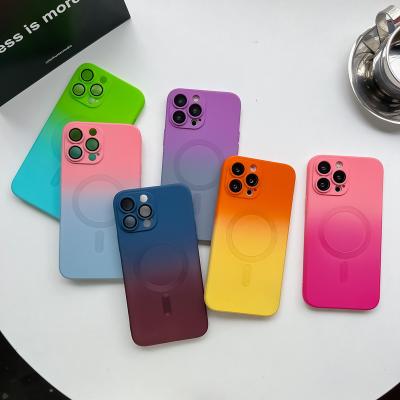 China Magsafes Luxury Shockproof Wireless Charging Matte Case For iPhone 14 13 Pro Max Plus Soft Magnetic Bumper 12 11 Gradient Color Cover for sale