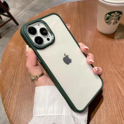 China Luxury Clear Shockproof Metal Camera Protective Case For iPhone 14 13 12 Pro Max Hard PC Shockproof Cover for sale