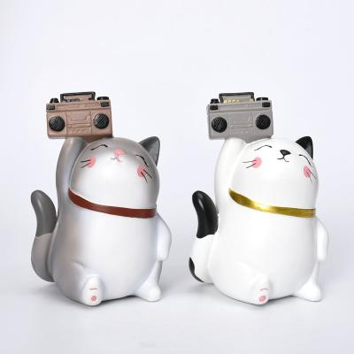 China Modern Cute Children's USA Ornament Cat Coin Kid Piggy Bank Resin Piece Decoration Home Money For Girl for sale