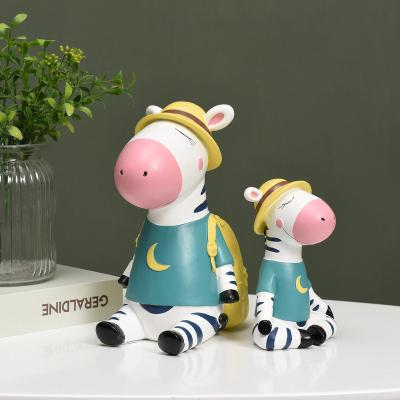 China Cute Lovely Cartoon Children Animals Cute Animals Gifts Box Saving Money Kid Zebra Cartoon Resin Statue Pig Coin Bank for sale