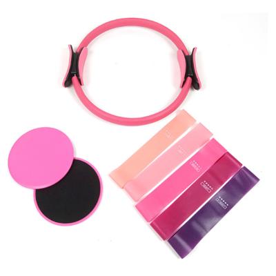 China Wholesale Yoga Exercise Fitness Yoga Set Bands Pilates Ring Plastic Core Booty Sliders for sale