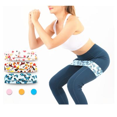 China Custom Logo Printed Yoga Gym Fabric Booty Yoga Exercise Band Elastic Resistance Bands for sale