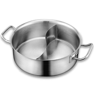 China Sustainable High Quality Thick 2 Partition Stainless Steel Pot Soup Stock Hot Pot for sale