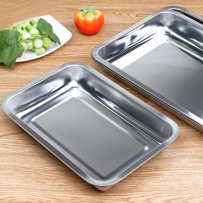 China Multiple Sizes Metal Serving Tray Rectangle Stainless Steel Food Serving Tray Multiple Sizes for sale