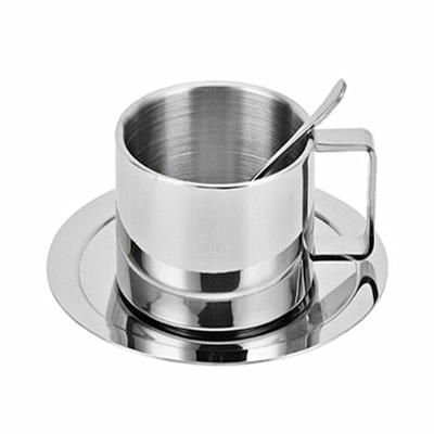 China Double Layer Sustainable European Coffee Mug Set Stainless Steel Coffee Cup With Handle for sale