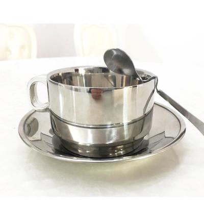 China Sustainable Stainless Steel Tea Cup Sets With Saucer And Spoon for sale