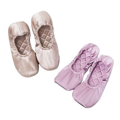 China Gerine 19MM silk home slippers travel floor yoga plane luxury 100% silk flat shoes for sale