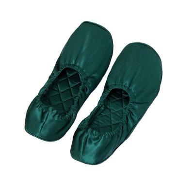 China Gerine High Quality Popular Women's Dark Green 100% Silk Flat Shoes for sale