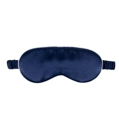 China Gerine Suzhou Anti-wrinkle and comfortable sleep navy blue white edge soft 100% natural silk eye mask wholesale for sale