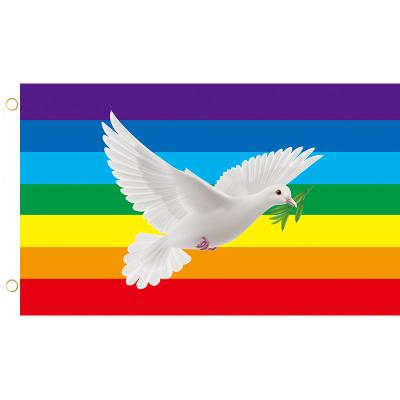 China Comrade Hanging Chia Wuxi Embroidery Flag 100D Rainbow Flag Outdoor Garden Decoration Financial Institutions World Peace Dove Flag for sale