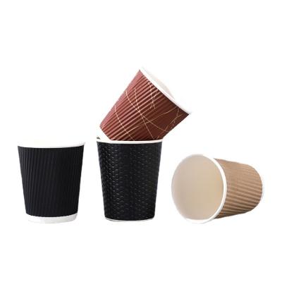 China Disposable Hot Selling Disposable Corrugated Cup Manufacturers Supply Customized Takeaway Ripple Walls Hot Drinks Coffee Cup for sale