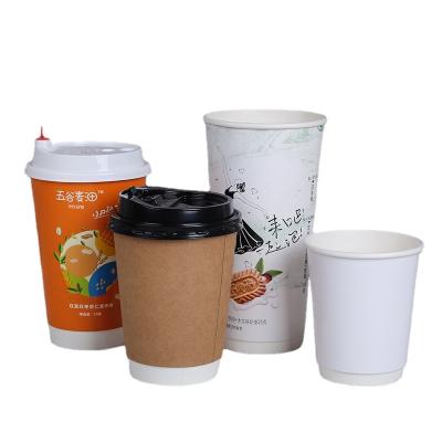 China Disposable Cavity Cup Disposable Paper Cup Double-Layer Hot Drinks Coffee Packaging Thickened Insulation Paper Cup With Lid for sale